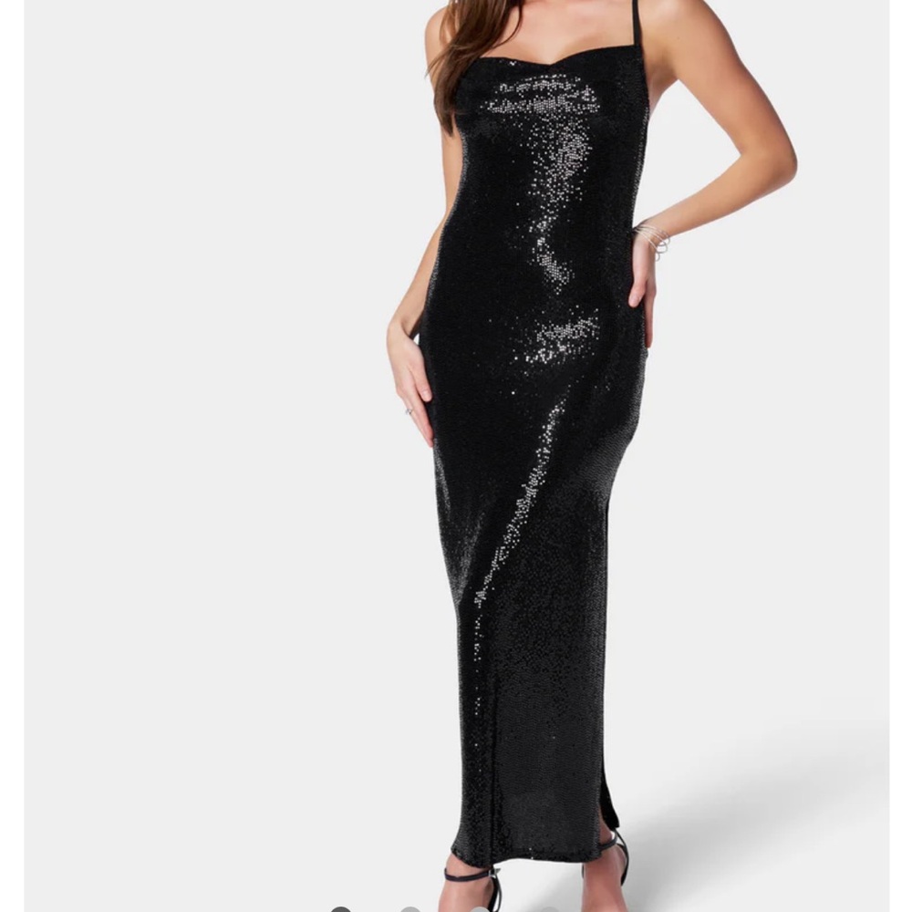 Bebe Black Sequin Midi/Maxi Dress